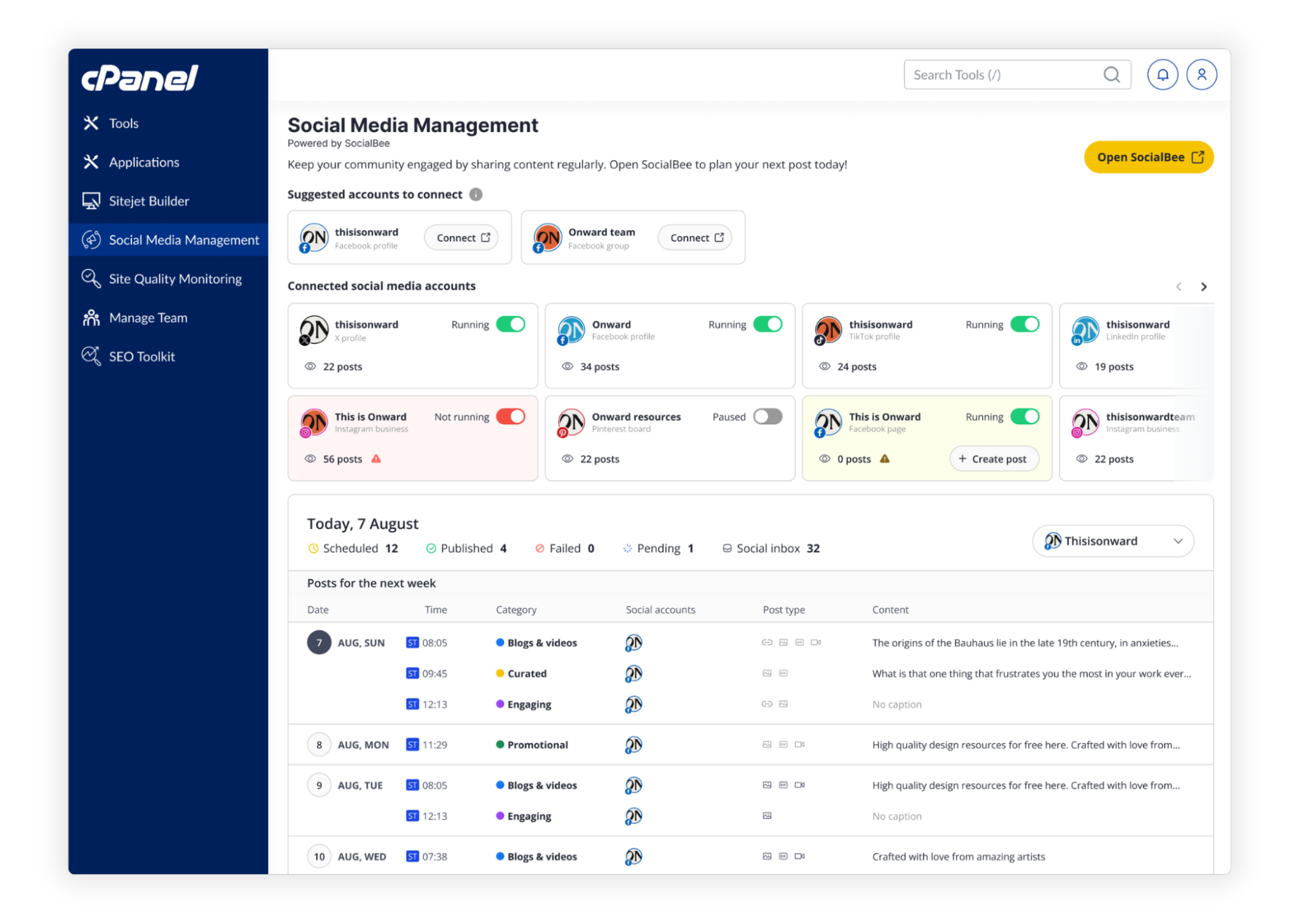 Social Media Management Dashboard