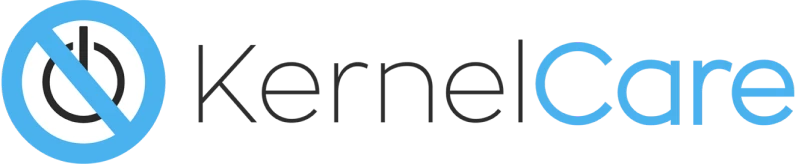 KernelCare logo with an icon of a crossed out on/off button.